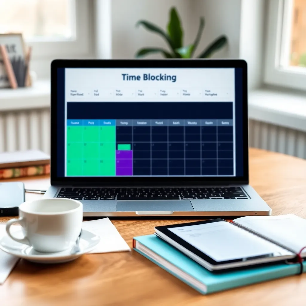 Digitale agenda met time blocking systeem op laptop en tablet